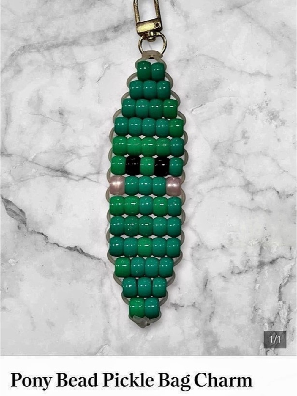 Beaded Pickle Bag Charm - made to order